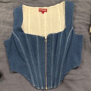 STAUD Denim Corset